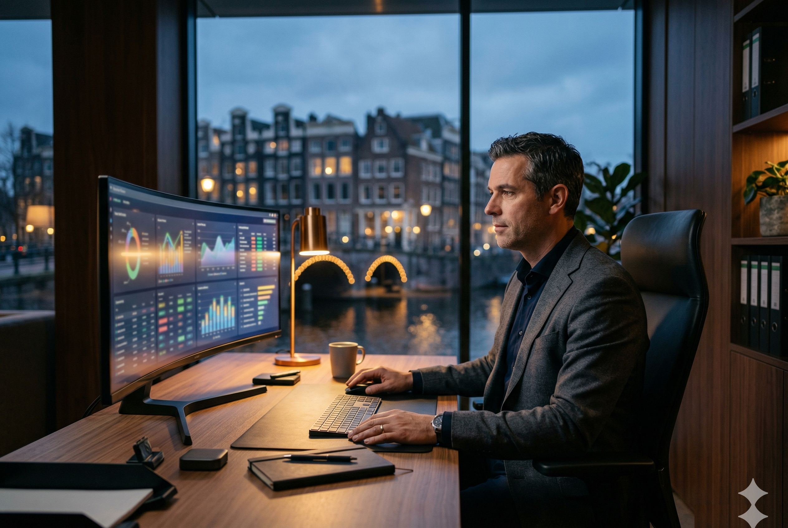 A'DAM Tower operations — live dashboards op schermen via Backemp narrowcasting